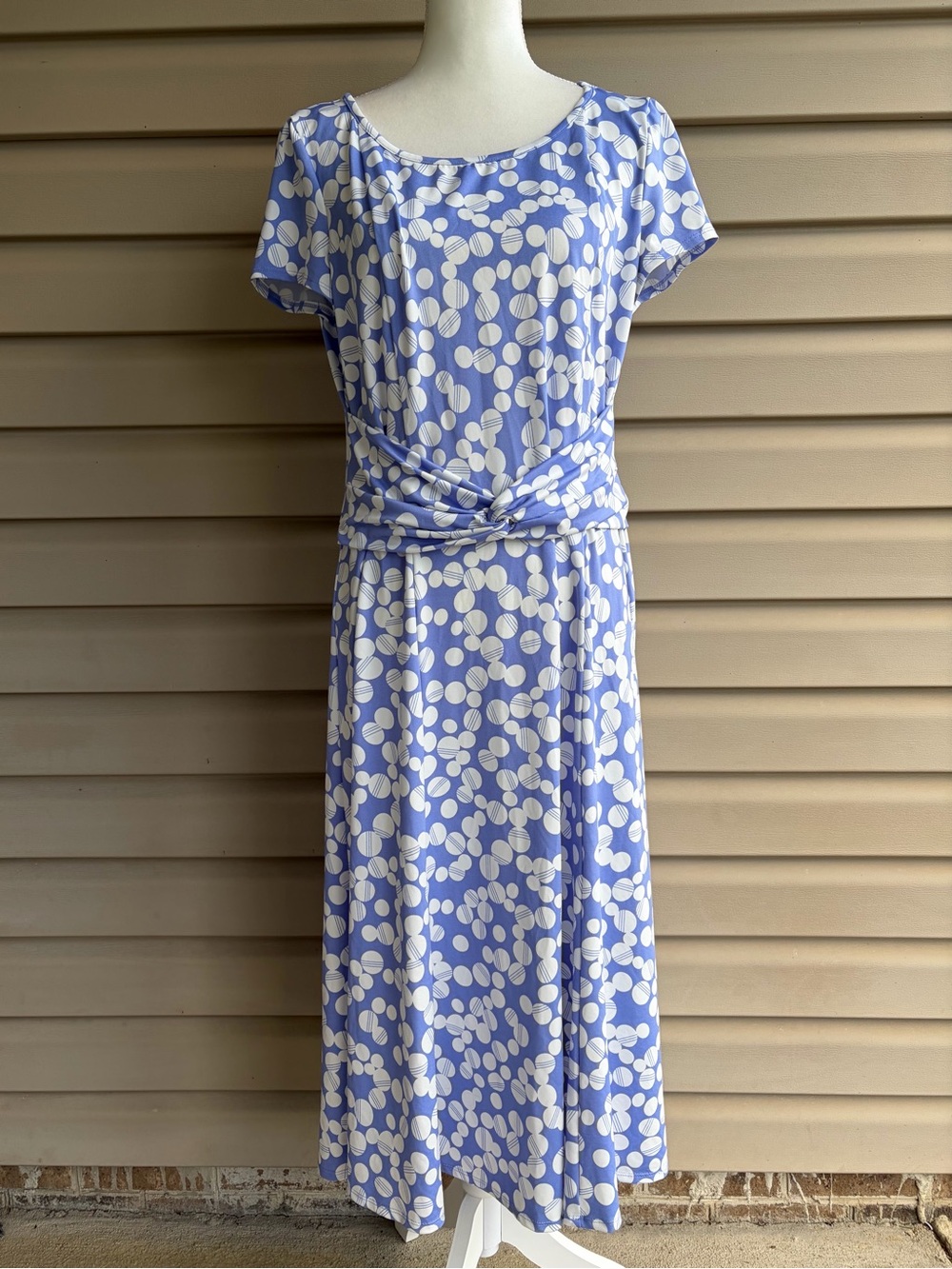 •NorthStyle• Periwinkle/White Polka Dot Twist Waist Dress - Size 12